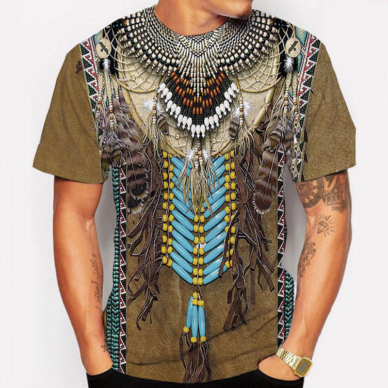 Indian Summer Vintage Clothing - الهندي تي شيرت العرقية نمط ثلاثية