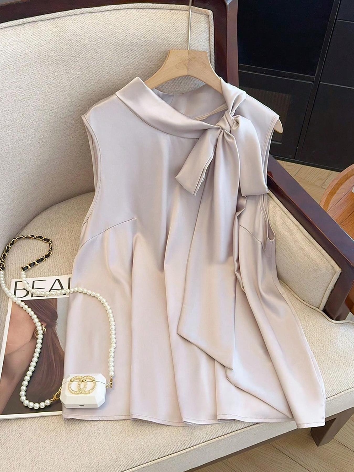 Summer Clothing Wear - 【مقاس كبير】 بلوزة بلون واحد مع