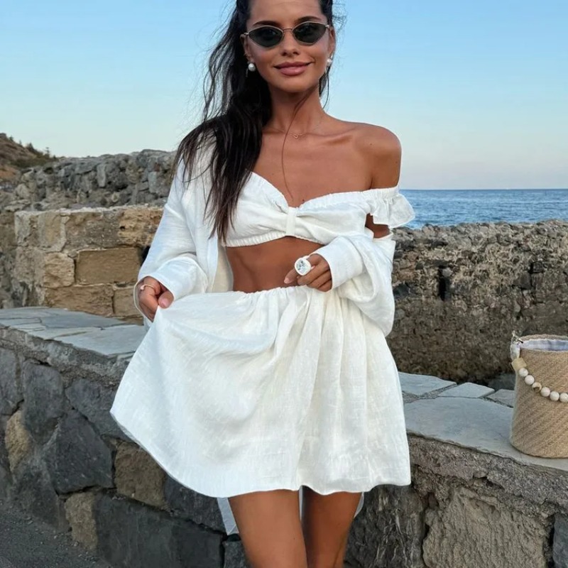 Summer Clothing Women Sale - تانك القمم منتفخ تنورة صغيرة قطعتين