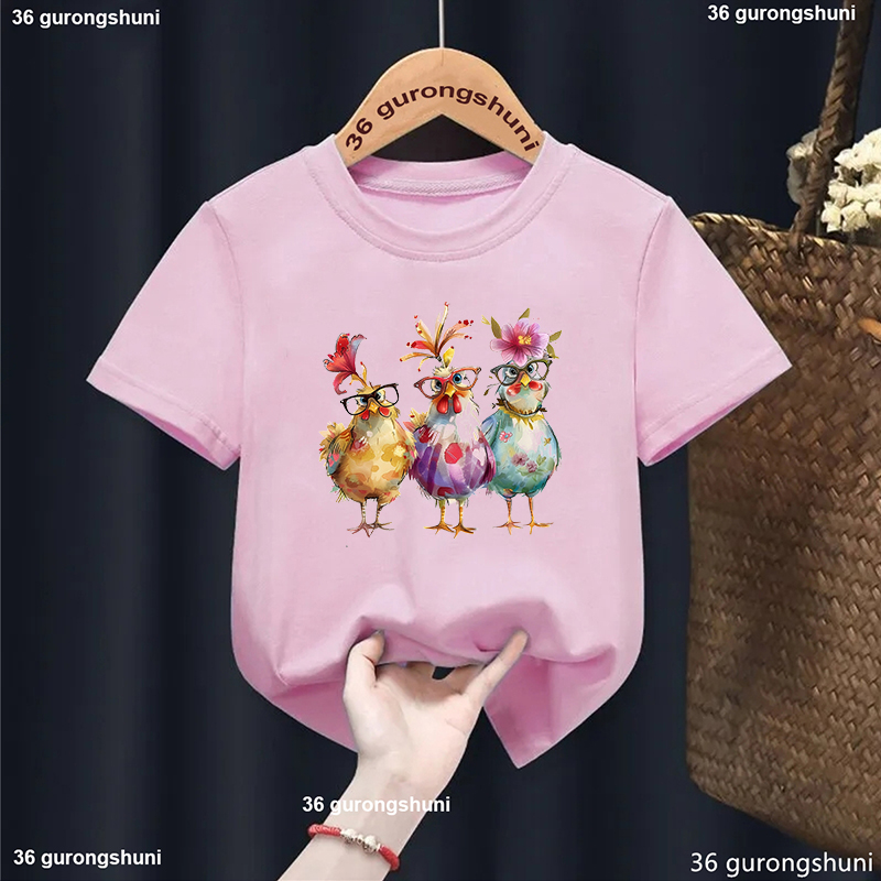 Summer Loving Kids Clothing - تي شيرت مطبوع عليه زهور دجاج