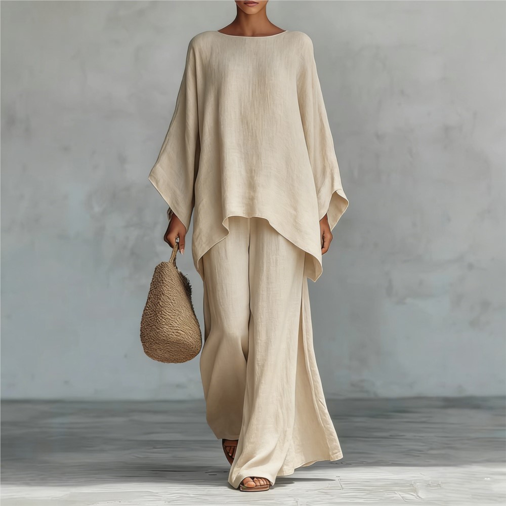Zara Summer Clothing For Women - طقم نسائي من قطعتين من الكتان