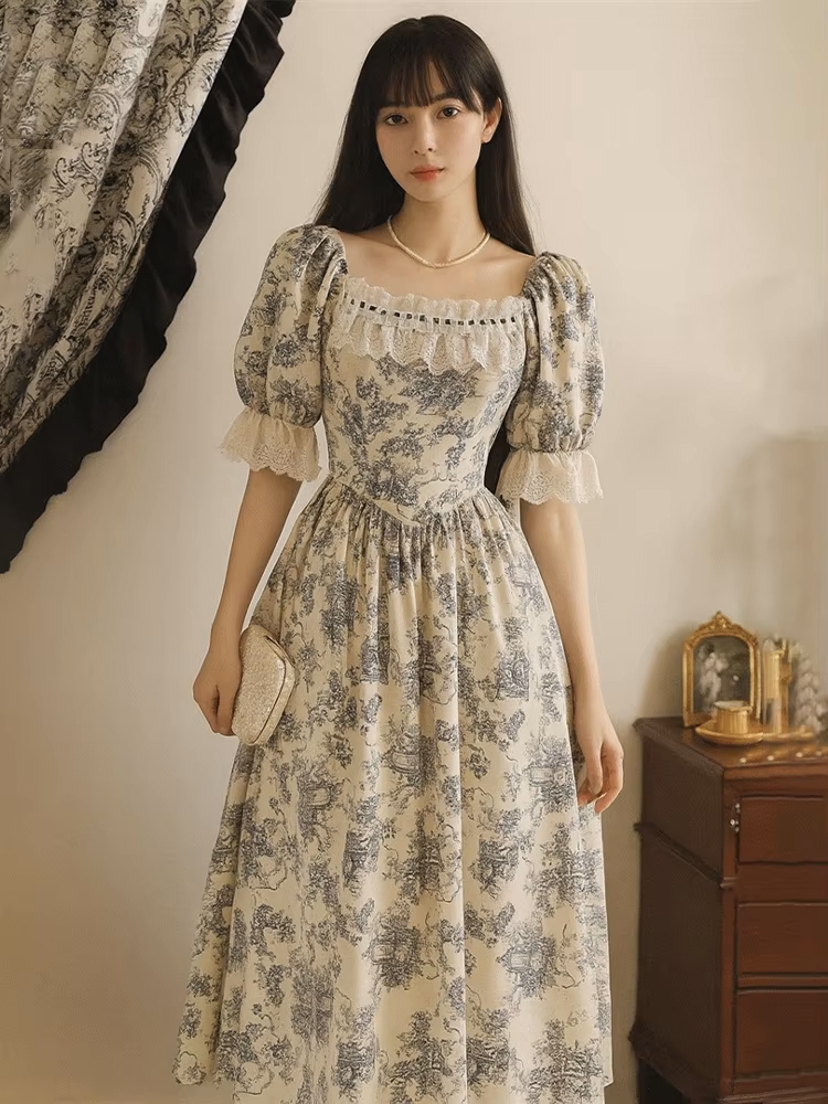 Summer Upf Clothing - جديد حجم كبير الطباعة النباتية فستان