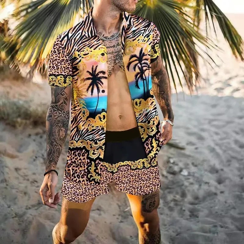 Summer Clothing Pieces - طقم قميص رجالي صيفي أنيق بطبعة