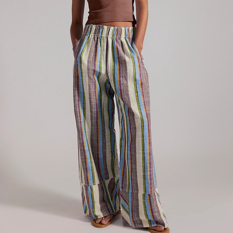 Palazzo Pant Wide - بنطلون نسائي طويل واسع الساق بخصر