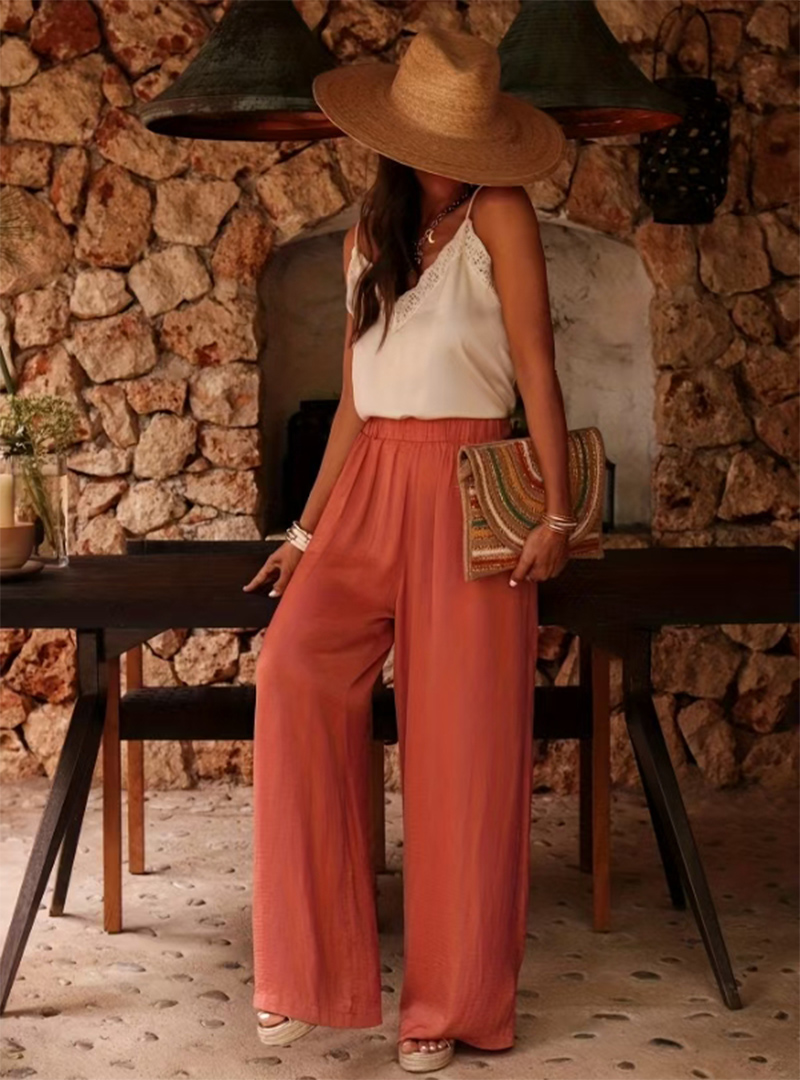 بنطلون نسائي واسع الساق بخصر م - مراجعة Palazzo Pant Wide وسعره