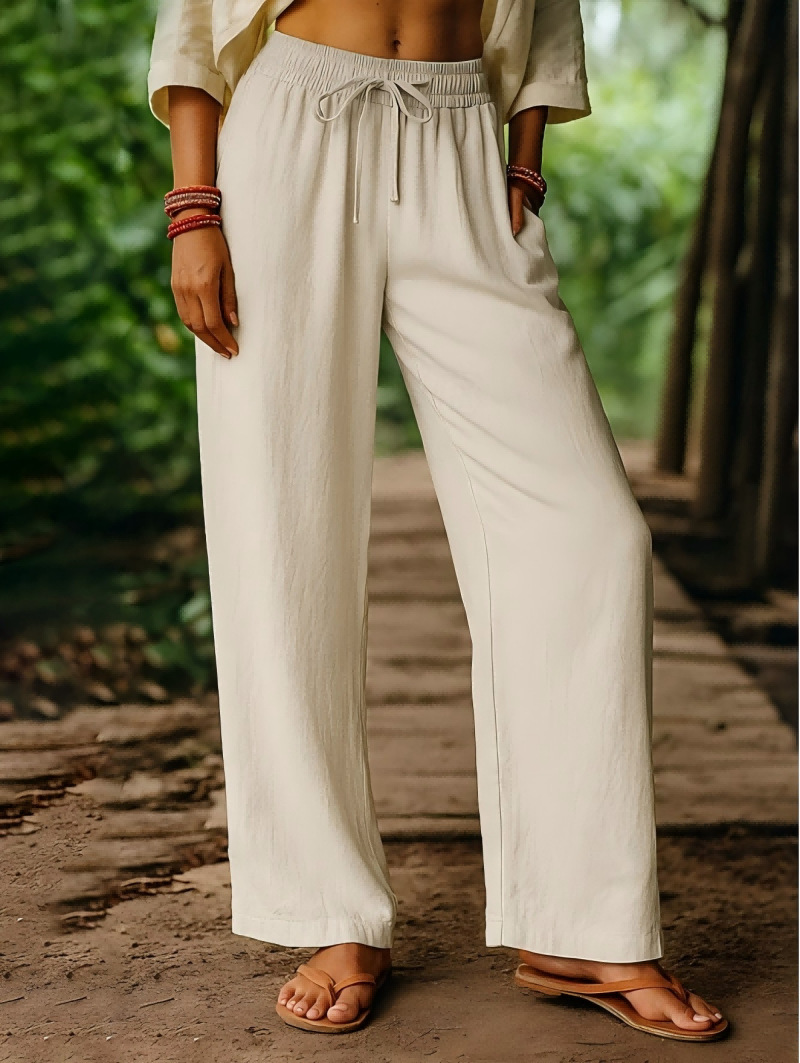 سراويل نسائية من الكتان بخصر م - مراجعة Palazzo Pant Wide وسعره