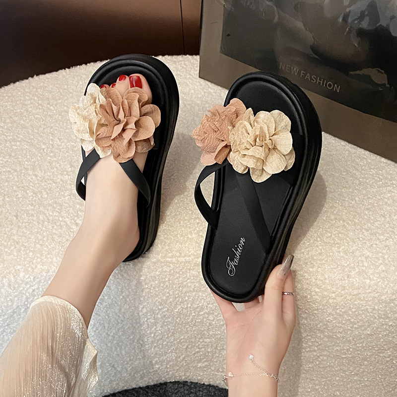 صنادل ذات نعل سميك مزهّر بلوني - مراجعة Summer Clothing Korea وسعره