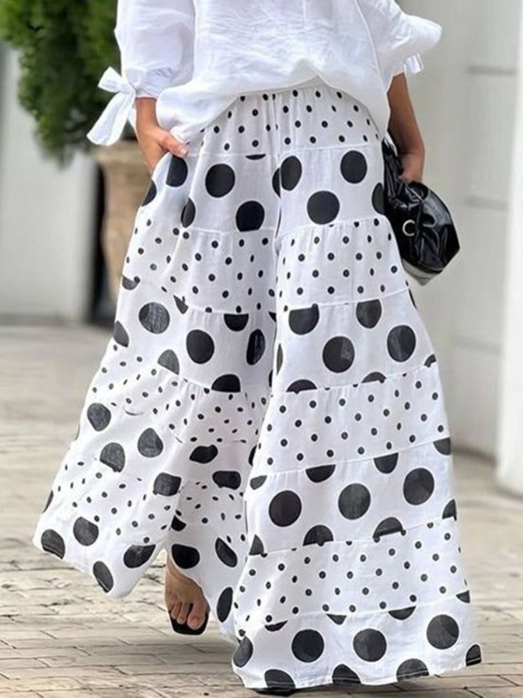 بنطلون نسائي واسع الساق بنقشة  - مراجعة Palazzo Pant Wide وسعره