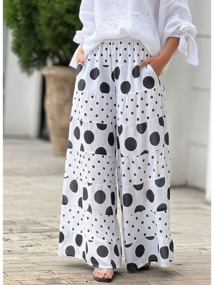 بنطلون نسائي واسع الساق بنقشة  - مراجعة Palazzo Pant Wide وسعره
