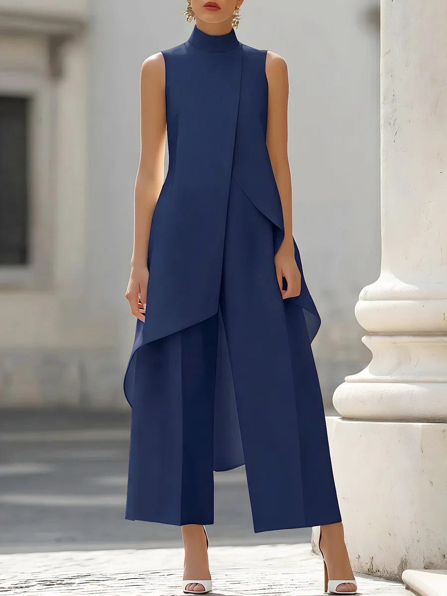 بدلة نسائية بدون أكمام ذات ياق - مراجعة Palazzo Pant Wide وسعره