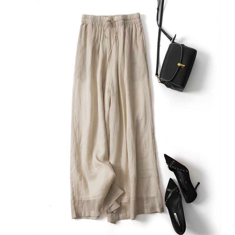 طبقة مزدوجة القطن الكتان السرا - مراجعة Palazzo Pant Wide وسعره