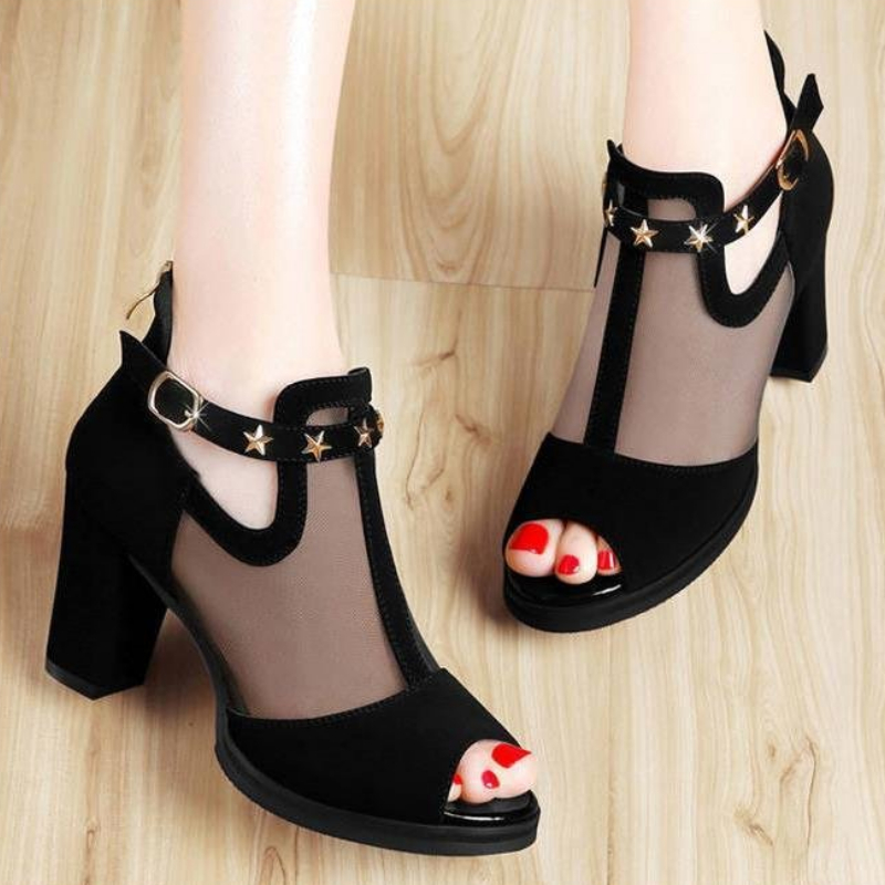 صنادل نسائية بكعب عالٍ مربع وم - مراجعة Summer Clothing Korea وسعره