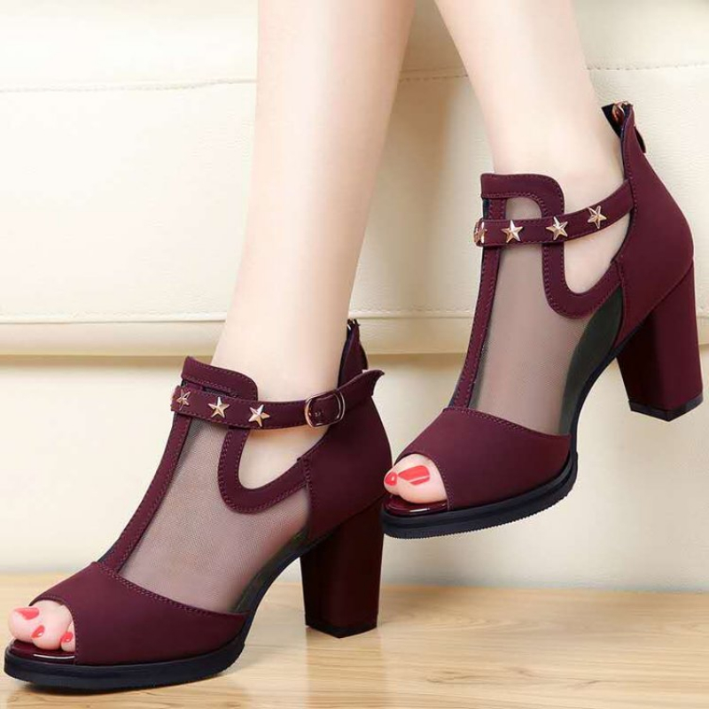 صنادل نسائية بكعب عالٍ مربع وم - مراجعة Summer Clothing Korea وسعره