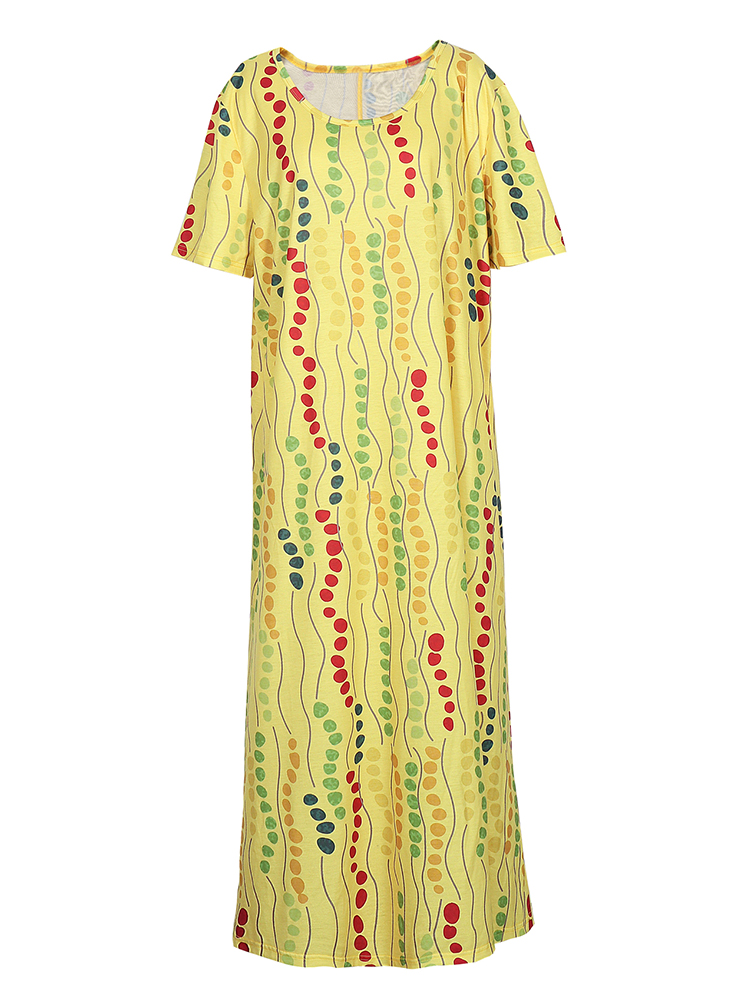 فستان ميدي مطبوع باللون الأصفر - مراجعة Summer Upf Clothing وسعره