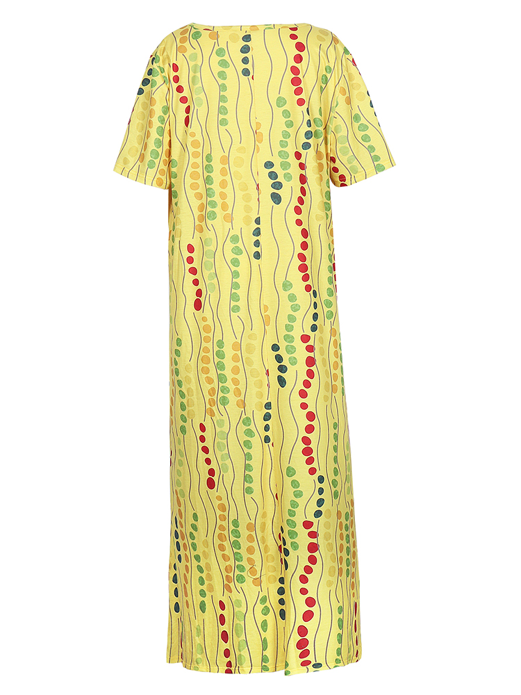 فستان ميدي مطبوع باللون الأصفر - مراجعة Summer Upf Clothing وسعره